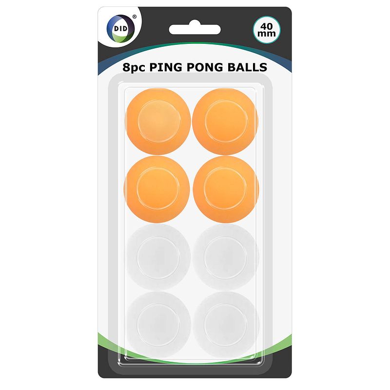 Foto van 8x stuks tafeltennis pingpong balletjes wit en oranje 40 mm/4 cm - tafeltennisballen