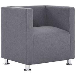 Foto van The living store kubus fauteuil - lichtgrijs - 69 x 54 x 71 cm - polyester