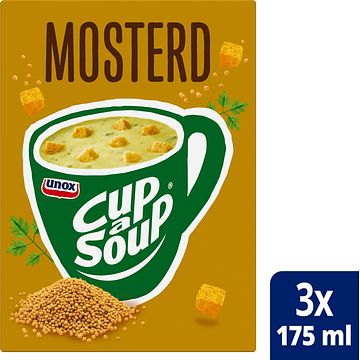 Foto van 2 zakken soep a 570 ml, pakken cupasoup a 3 stuks of single verpakkingen noodles of pasta | unox cupasoup mosterd 3 x 175ml aanbieding bij jumbo