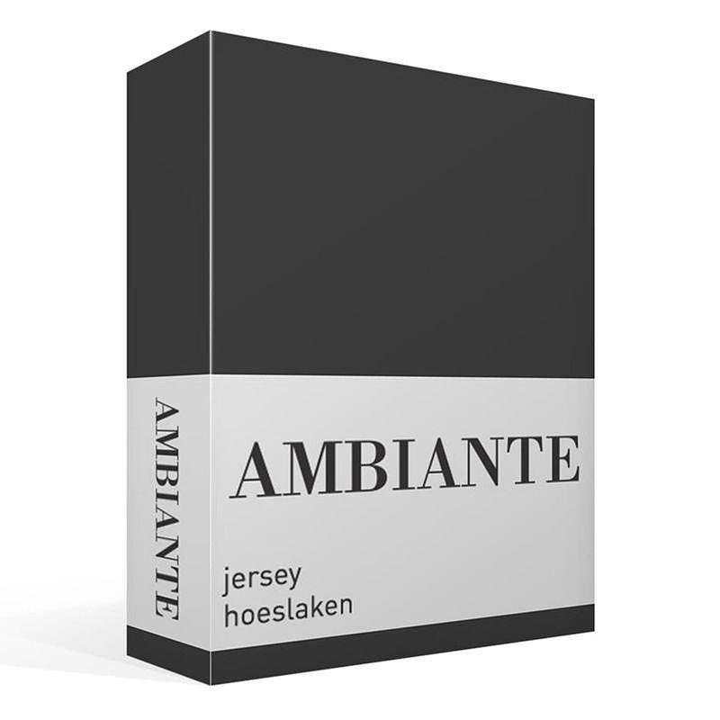 Foto van Ambiante jersey hoeslaken - 100% gebreide jersey katoen - lits-jumeaux (180x200 cm) - antraciet