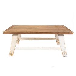 Foto van Clayre & eef salontafel 120*60*48 cm wit bruin hout tafel wit tafel