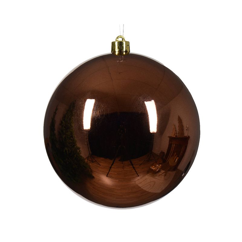 Foto van Decoris - kerstbal kunststof d14 cm espresso kerst