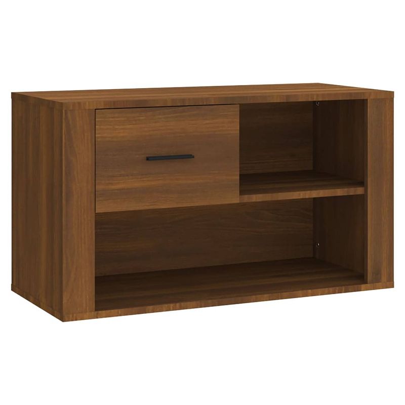 Foto van The living store schoenenkast - bruineiken - 80 x 35 x 45 cm - opbergruimte - stevig hout