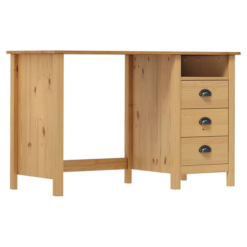 Foto van Vidaxl bureau hill range met 3 lades 120x50x74 cm massief grenenhout