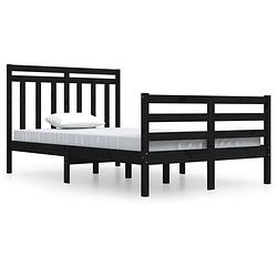 Foto van The living store bedframe grenenhout - zwart - 205.5 x 125.5 x 69.5 cm - multiplex lattenbodem