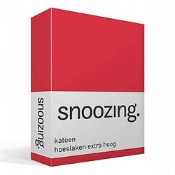 Foto van Snoozing - katoen - extra hoog - hoeslaken - 90x220 - rood