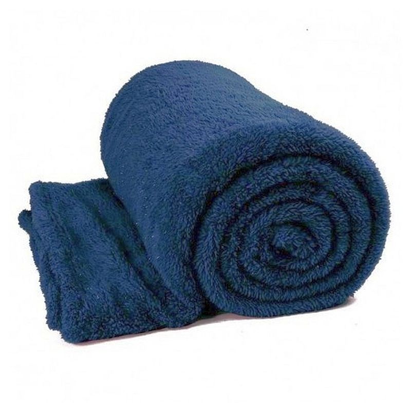 Foto van Unique living teddy glitter fleece plaid - 150x200 cm - dark blue