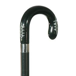 Foto van Classic canes bijzondere wandelstok - zwart - hardhout - rond handvat - swarovski kristallen - lengte 92 cm