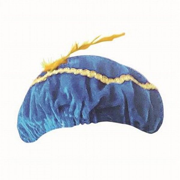 Foto van Pieten baret blauw met veer