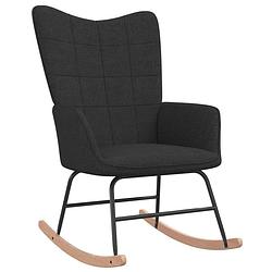 Foto van The living store schommelfauteuil - zwart - 61 x 78 x 98 cm - stof/rubberwood/staal