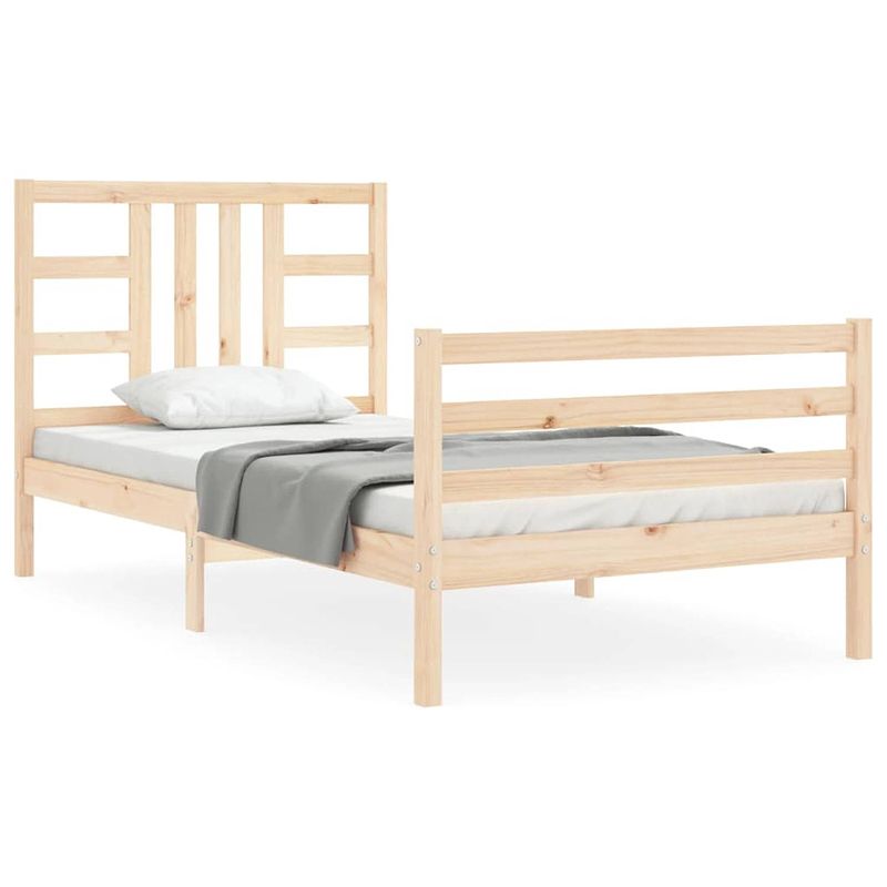 Foto van The living store massief grenenhouten bedframe - 205.5 x 105.5 x 100 cm - multiplex lattenbodem