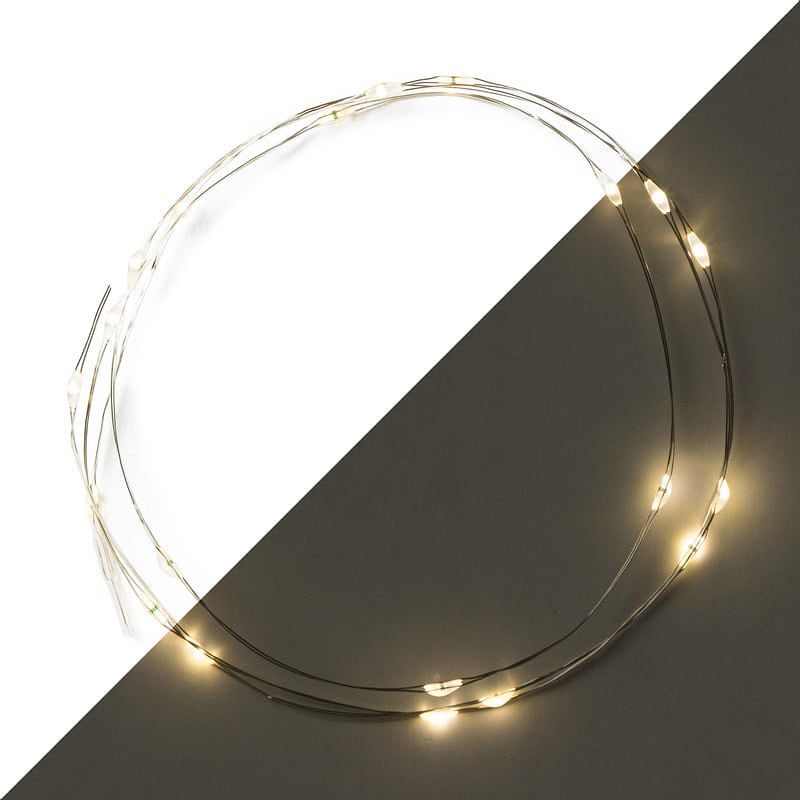 Foto van Draadverlichting - warm wit licht - 20 led lampjes - 0,95 meter