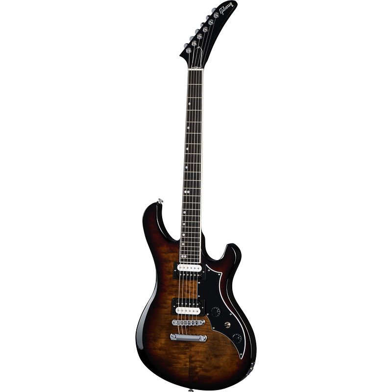 Foto van Gibson modern collection victory figured top smokehouse burst elektrische gitaar met koffer