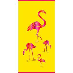 Foto van Strand/badlaken voor kinderen - flamingo print - 75 x 150 cm - microvezel - strandlakens