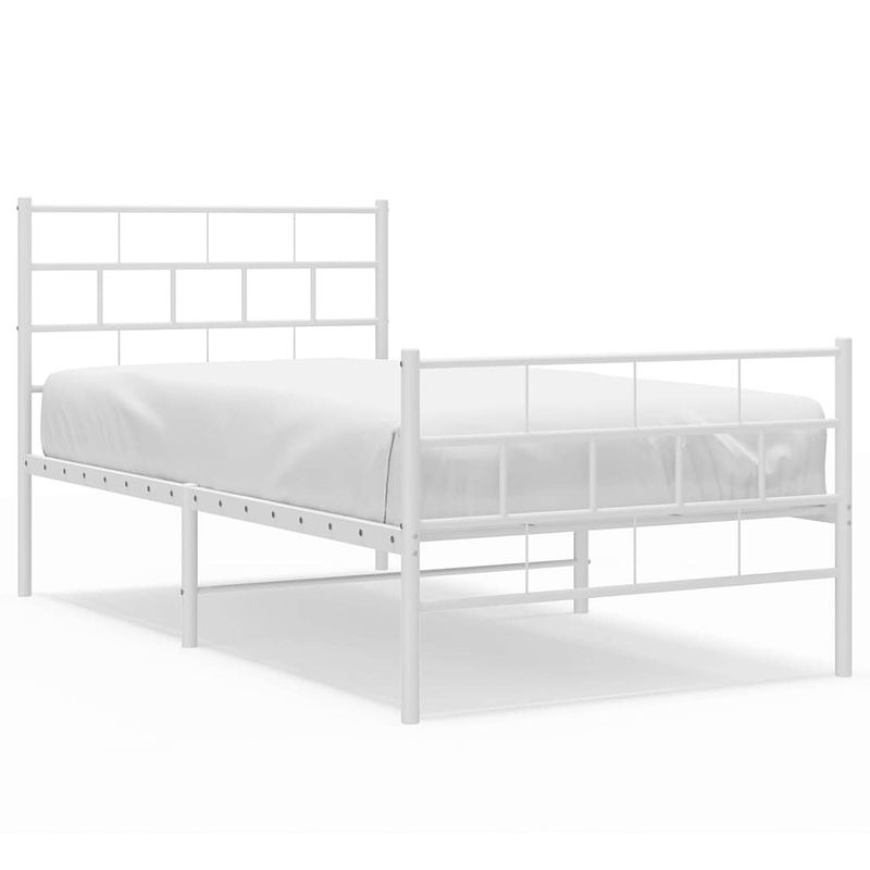 Foto van Vidaxl bedframe met hoofd- en voeteneinde metaal wit 107x203 cm