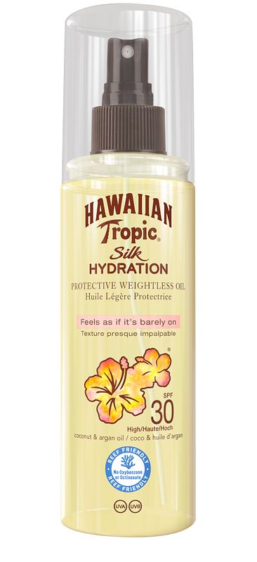 Foto van Hawaiian tropic silk hydratation weightless dry oil mist spf30