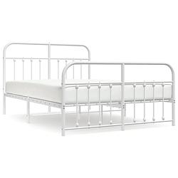 Foto van Vidaxl bedframe met hoofd- en voeteneinde metaal wit 140x200 cm