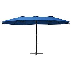 Foto van The living store tuinparasol - blauw - 460x270x246cm - uv-beschermend en anti-vervagend polyester - incl - kruisvoet -