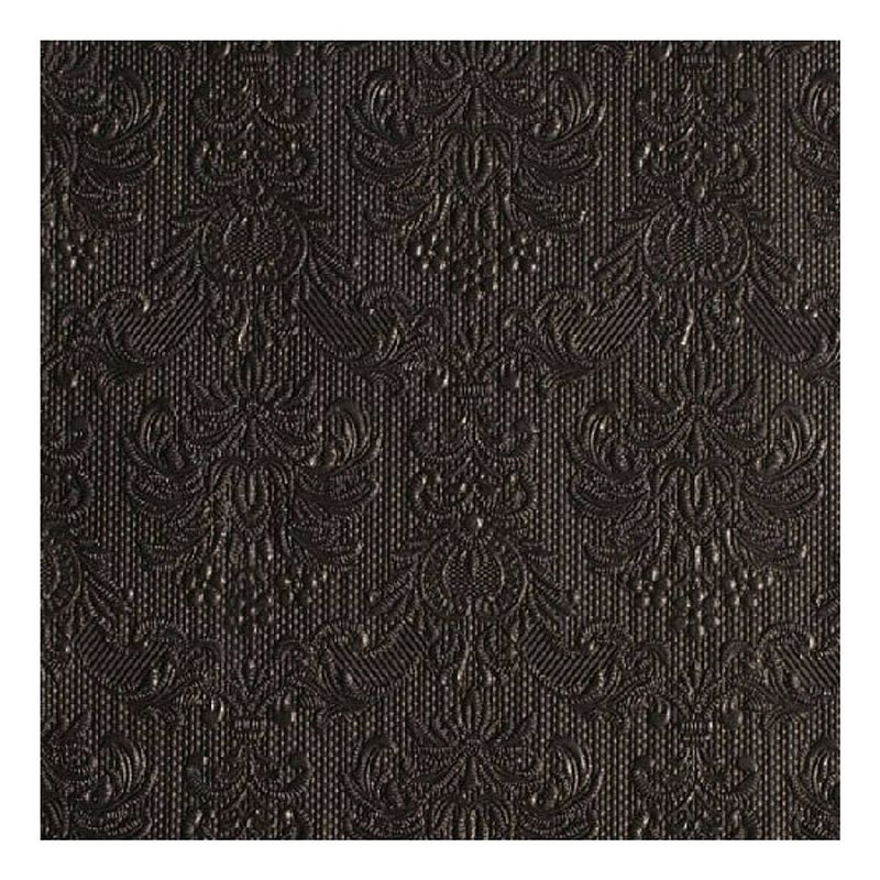 Foto van 30x luxe servetten barok patroon zwart 3-laags - feestservetten