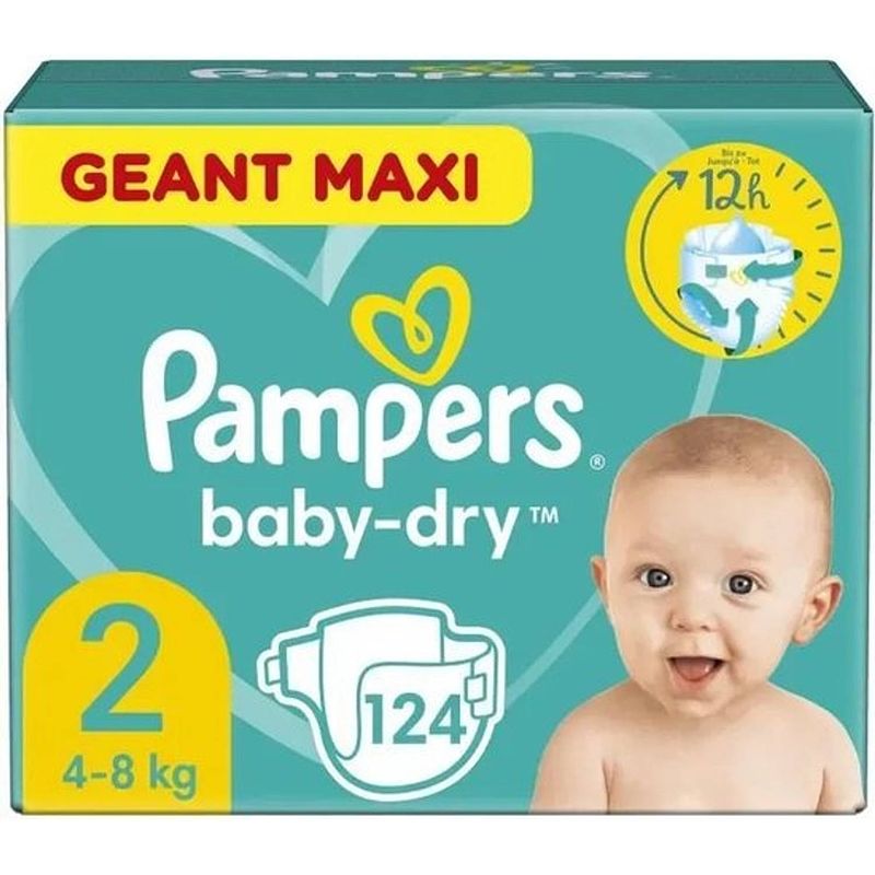 Foto van Pampers - baby dry - maat 2 - mega pack - 124 luiers