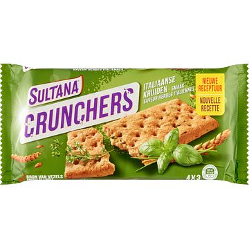 Foto van Sultana crunchers italiaanse kruiden smaak 4 x 3 stuks 140g bij jumbo