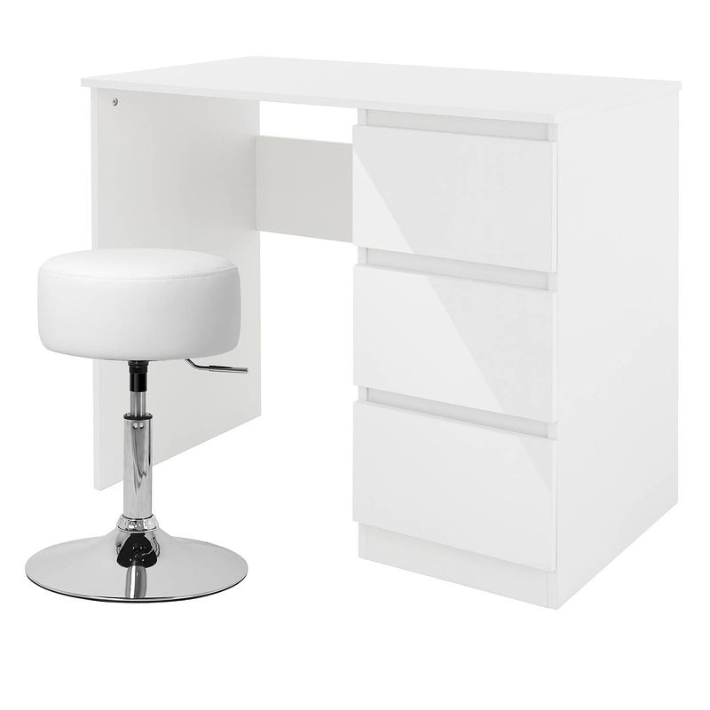 Foto van Bureau met drie laden 90x76x50 cm wit spaanplaat ml-design