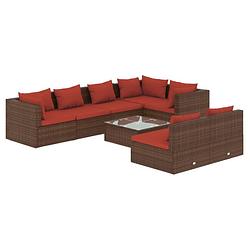 Foto van Vidaxl 8-delige loungeset met kussens poly rattan bruin