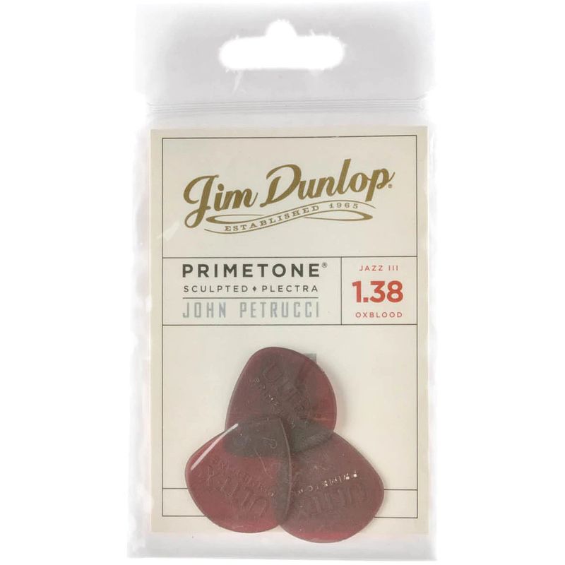 Foto van Dunlop 518rjprd john petrucci primetone pick red plectrum set 12 stuks