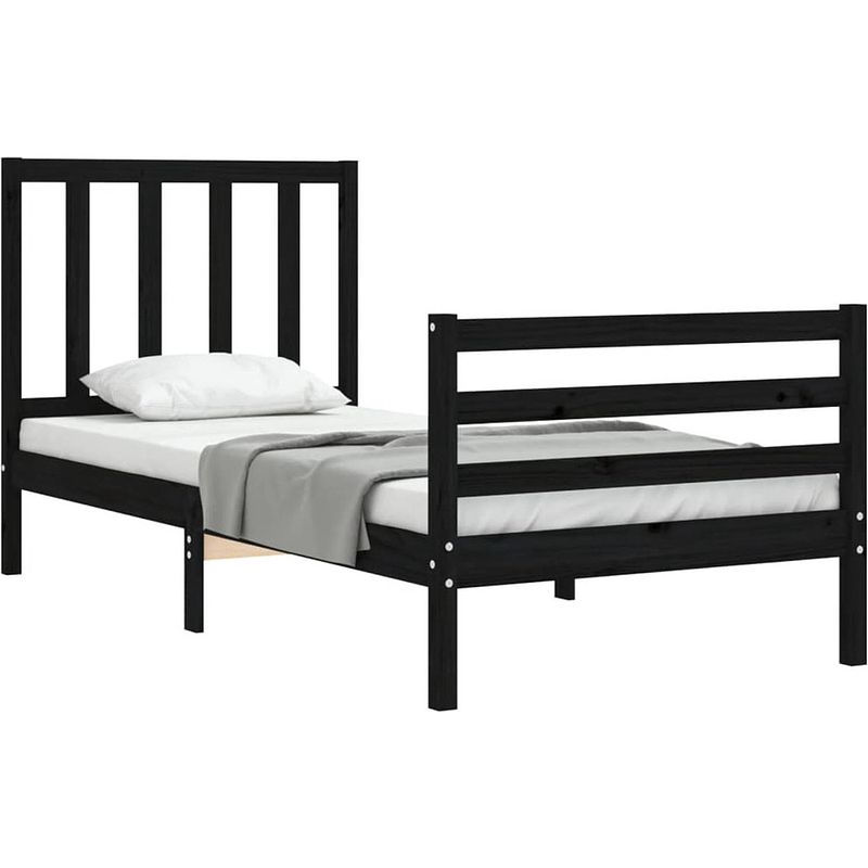 Foto van The living store bedframe - grenenhout - 195.5 x 95.5 x 100 cm - zwart