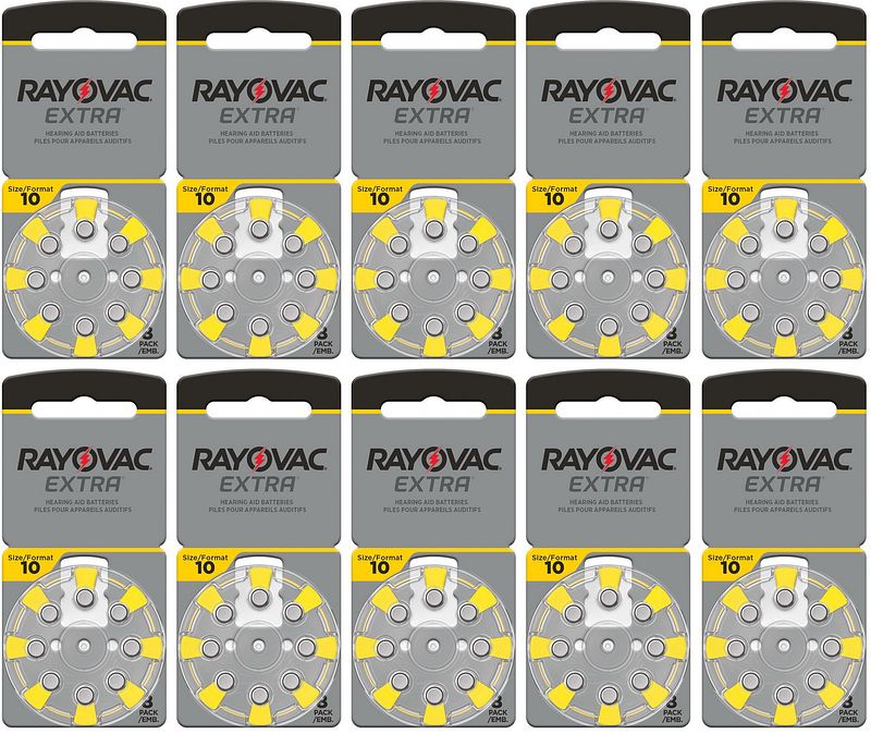 Foto van Rayovac gehoorapparaat batterijen type 10 (geel) - 10 x 8 stuks