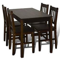 Foto van Houten eetkamertafel met vier stoelen (bruin)