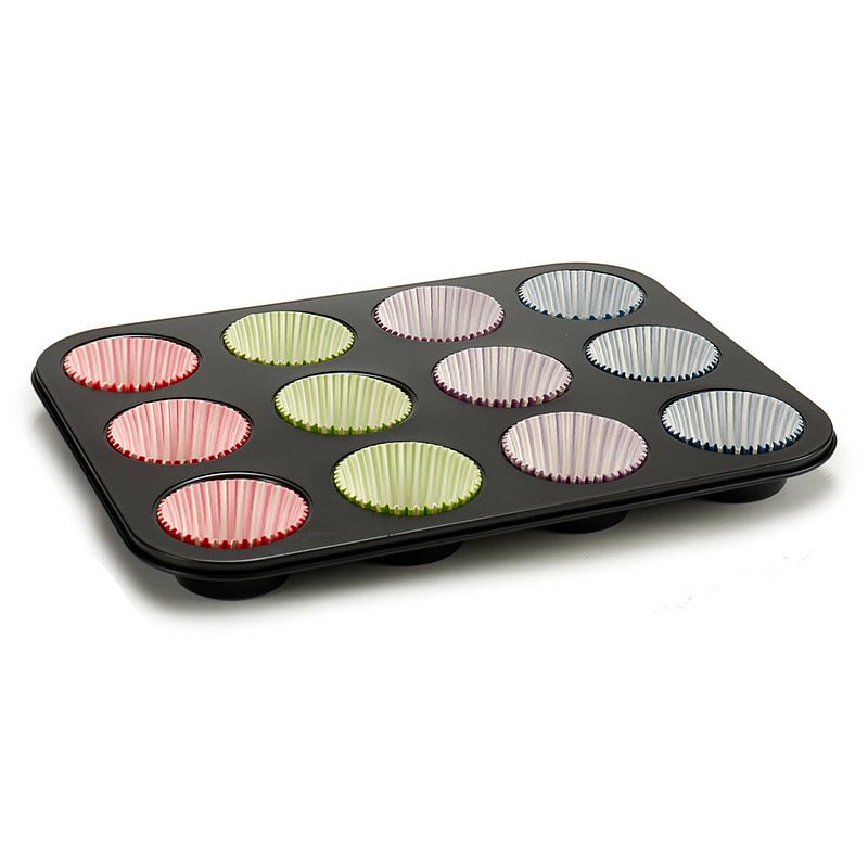 Foto van Bakplaat voor muffins multicolour ovenschaal (7 x 7 x 3 cm) (35 x 3 x 26,5 cm)