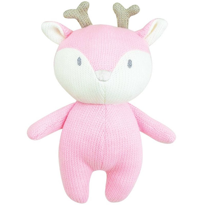 Foto van Jemini knuffel tricotou hert 20 cm polyester roze/wit