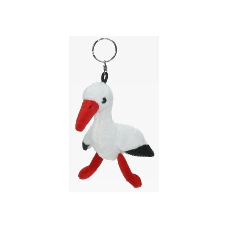 Foto van Pluche knuffel ooievaar sleutelhanger 13 cm - knuffel sleutelhangers