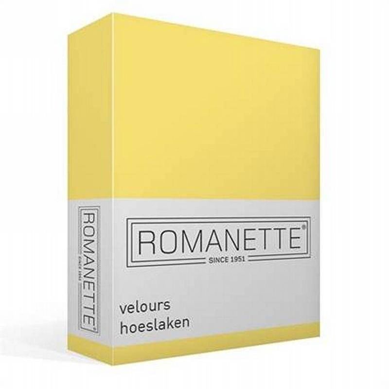 Foto van Romanette velours hoeslaken - 80% katoen - 20% polyester - lits-jumeaux (160/180/200x200/220 cm) - geel