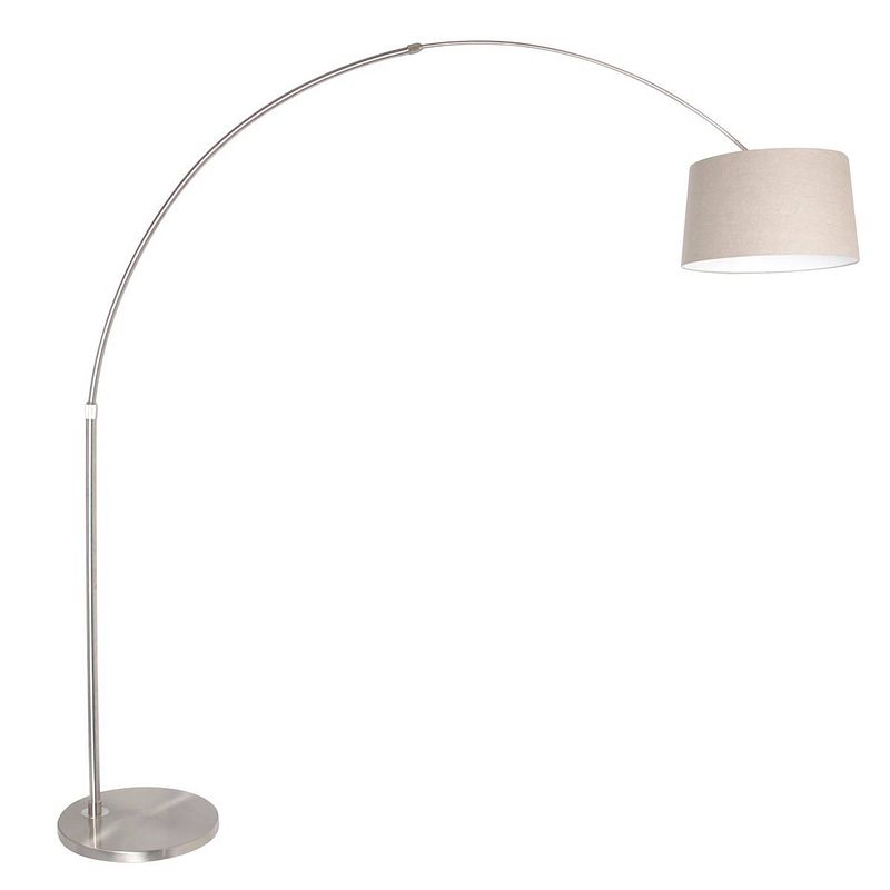 Foto van Steinhauer vloerlamp booglamp sparkled light 9676 staal kap linnen grijs