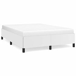 Foto van The living store bedframe - wit kunstleer - multiplex lattenbodem - 203x143x35cm - geschikt voor 140x200cm matras - the