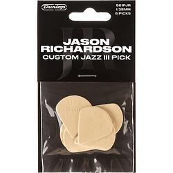 Foto van Dunlop 561pjr jason richardson custom jazz iii 1,38 mm plectrumset (6 stuks)