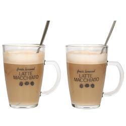 Foto van Set van 2x latte macchiato glazen inclusief lepels 300 ml - koffie- en theeglazen