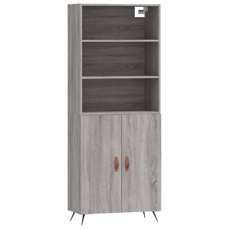 Foto van Vidaxl hoge kast 69,5x34x180 cm bewerkt hout grijs sonoma eikenkleurig