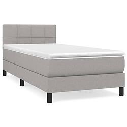 Foto van The living store boxspring met matras stof lichtgrijs 100x200 cm - bed