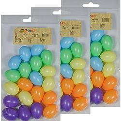 Foto van 60x gekleurde kunststof eieren decoratie 4 cm hobby - feestdecoratievoorwerp