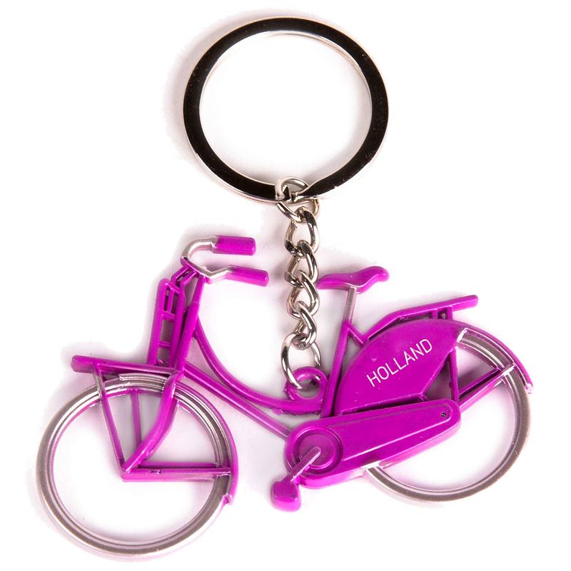 Foto van Matix sleutelhanger fiets holland 7 x 4 cm staal fuchsia