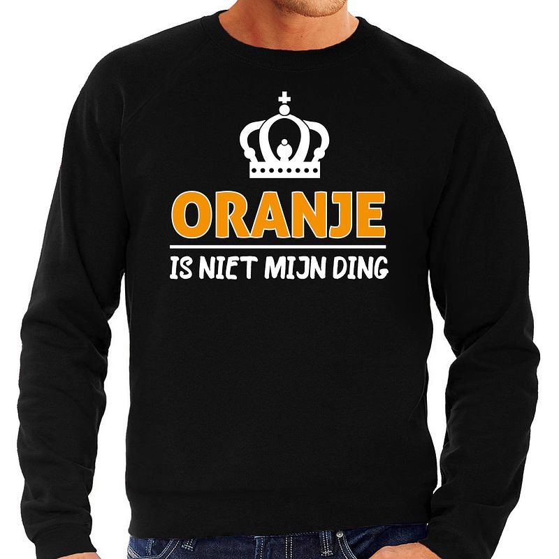 Foto van Koningsdag sweater - oranje is niet mijn ding - heren - zwart 2xl - feesttruien