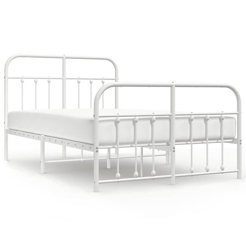 Foto van Vidaxl bedframe met hoofd- en voeteneinde metaal wit 120x200 cm