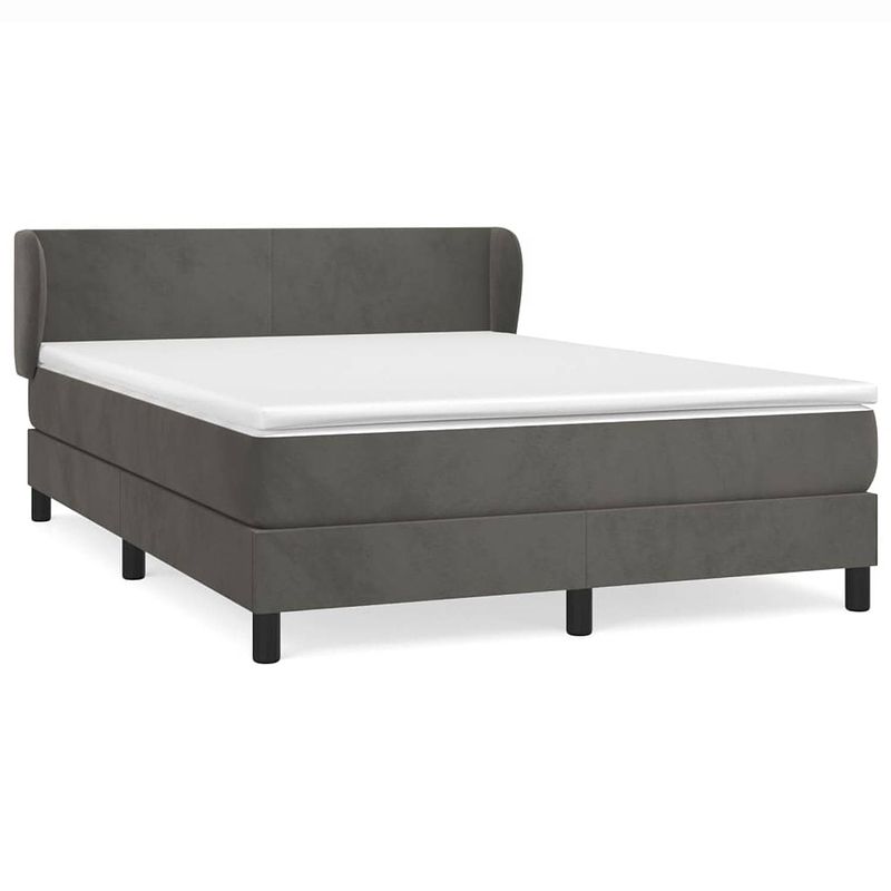 Foto van The living store boxspringbed - donkergrijs fluweel - 193x147x78/88 cm - pocketvering matras - middelharde