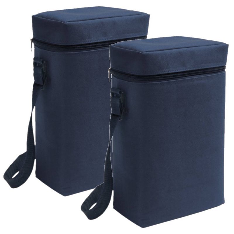 Foto van Set van 2x stuks kleine koeltassen voor flessen blauw 19 x 34 x 10 cm 6 liter - koeltas