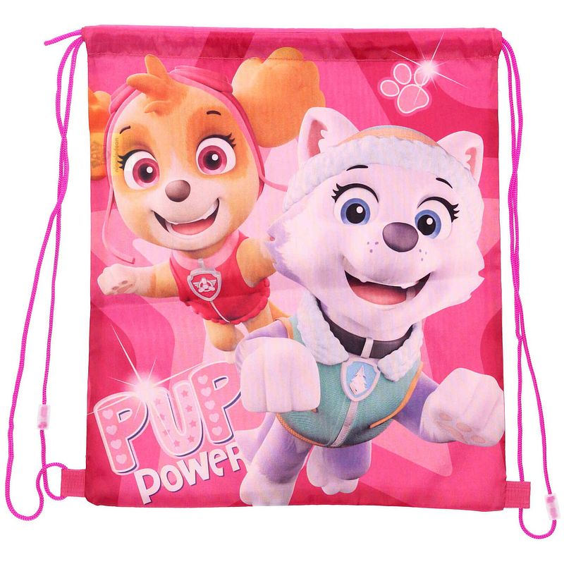 Foto van Paw patrol skye gymtas/rugzak/rugtas voor kinderen - roze - polyester - 40 x 35 cm - gymtasje - zwemtasje