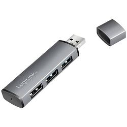 Foto van Logilink ua0395 usb 3.2 gen 2-hub met aluminium behuizing, met status-leds spacegrijs