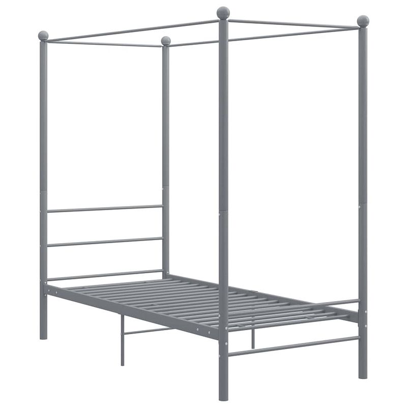 Foto van The living store bedframe slim ontwerp - metaal - grijs - 208x96x201 cm - geschikt voor matras 90x200 cm - montage